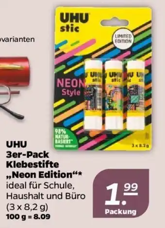 NETTO UHU 3er Pack Klebestifte Neon Edition Angebot