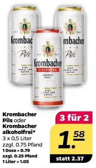 NETTO Krombacher Pils oder Krombacher alkoholfrei 3x0,5L Angebot