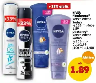 PENNY Nivea Handcreme 100ml oder Deospray 200ml Angebot