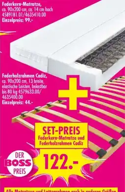 Möbel Boss Federkern-Matratze und Federholzrahmen Cadiz Angebot