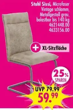 Möbel Boss Stuhl Sissi, Microfaser Vintage schlamm, Metallgestell grau Angebot