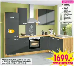 Möbel Boss PINO Einbauküche, PN 80, grafit/Evoke Eiche Nachb. Angebot