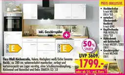 Möbel Boss Flex-Well Küchenzeile, Valero, Hochglanz weiß/Eiche Sonoma Angebot