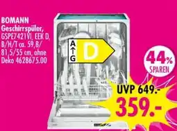 Möbel Boss BOMANN Geschirrspüler Angebot