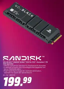 MediaMarkt SANDISK WD_BLACK SN850P NVMe SSD für PS5-Konsolen 1 TB Angebot