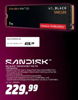MediaMarkt SANDISK WD_BLACK SN8100 NVMe SSD 1TB Angebot