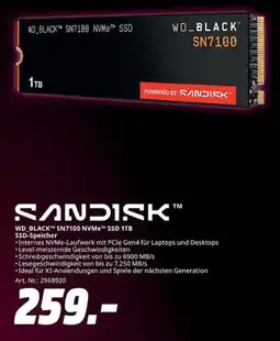 MediaMarkt WD_BLACK SN7100 NVMe SSD 1TB Angebot