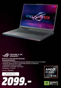MediaMarkt ROG Strix G16 (G614PP-RV031W) Gaming Notebook Angebot