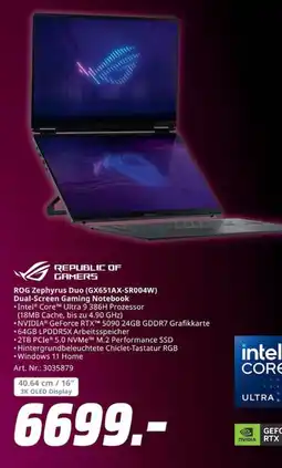MediaMarkt ROG Zephyrus Duo (GX651AX-SR004W) Dual-Screen Gaming Notebook Angebot