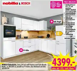 Möbel Boss NOBILIA Einbauküche, Senso, UV-Lack weiß Premium matt/Eiche Nevada Angebot