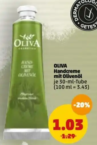 PENNY Oliva Handcreme mit Olivenöl 30ml Tube Angebot