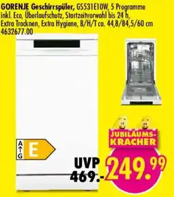 Möbel Boss GORENJE Geschirrspüler Angebot