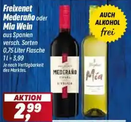 Simmel Freixenet Mederano oder Mia Wein Angebot