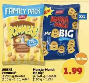 PENNY Lorenz Pommels 200g Beutel oder Monster Munch Mr. Big 160g Beutel Angebot