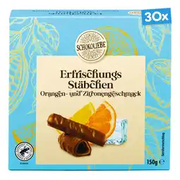 Netto Marken-Discount Schokoliebe Erfrischungsstäbchen Orange-Zitrone 150 g , 30er Pack Angebot