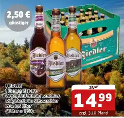 Getränke Quelle FIEDLER Pilsener, Export, Orgelpfeifenbräu Landbier, Magisterbräu Schwarzbier Angebot