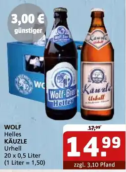 Getränke Quelle WOLF Helles KÄUZLE Urhell Angebot