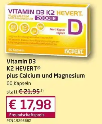 Vitamin D3 K2 HEVERT plus Calcium und Magnesium