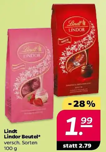 NETTO Lindt Lindor Beutel 100g Angebot