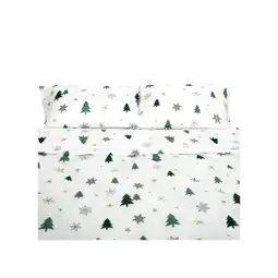 Netto Marken-Discount Fleece-Bettwäsche mit grünen Tannenmuster aus 100% Polyester Angebot