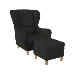 Netto Marken-Discount Supellex Sofia Ohrensessel mit Hocker Design Kunstleder Milano Anthrazit grau Angebot
