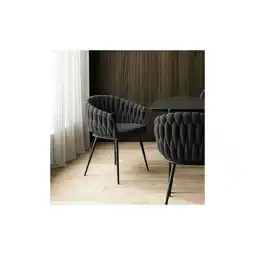Netto Marken-Discount HOME DELUXE Esszimmerstuhl gewebt AYLA - 4er Set Dunkelgrau Angebot