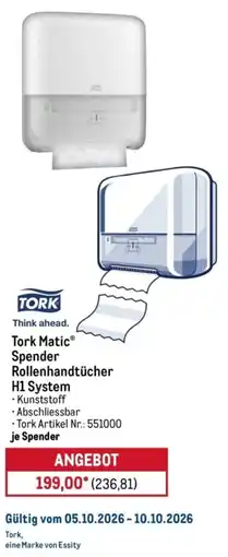 METRO Tork Matic® Spender Rollenhandtücher H1 System Angebot