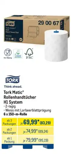 METRO Tork Matic Rollenhandtücher H1 System Angebot