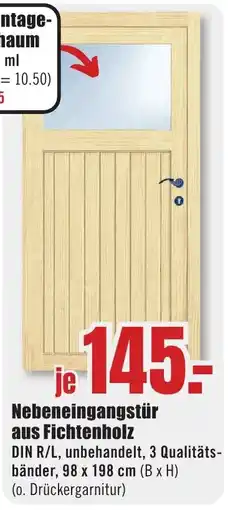 B1 Discount Baumarkt Nebeneingangstür aus Fichtenholz Angebot