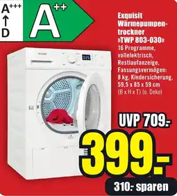 B1 Discount Baumarkt Exquisit Wärmepumpentrockner Angebot