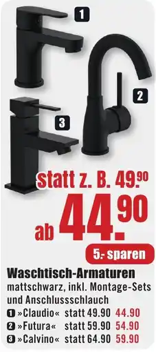 B1 Discount Baumarkt Waschtisch-Armaturen mattschwarz Angebot