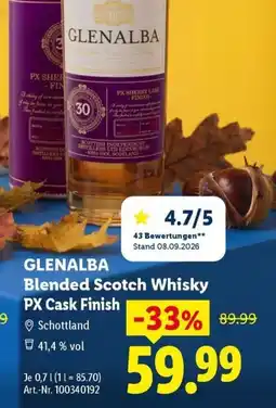 Lidl GLENALBA Blended Scotch Whisky PX Cask Finish Angebot