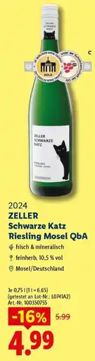 Lidl ZELLER Schwarze Katz Riesling Mosel QbA Angebot
