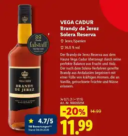Lidl VEGA CADUR Brandy de Jerez Solera Reserva Angebot
