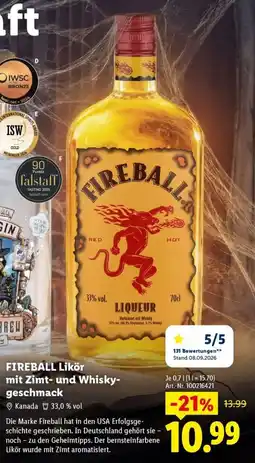 Lidl FIREBALL Likör Angebot
