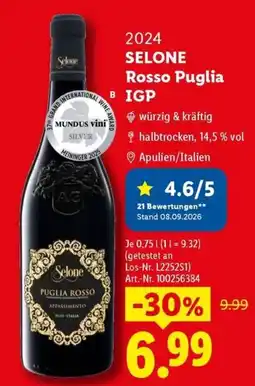 Lidl Selone Rosso Puglia IGP Angebot