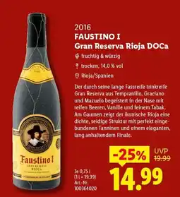 Lidl Faustino I Gran Reserva Rioja DOCa Angebot