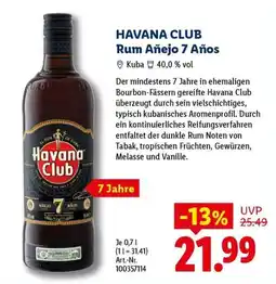 Lidl HAVANA CLUB Rum Añejo 7 Años Angebot
