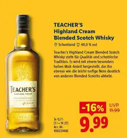 Lidl Teacher's Highland Cream Blended Scotch Whisky Angebot