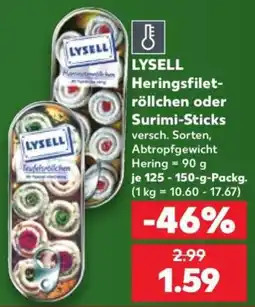 Kaufland LYSELL Heringsfilet-röllchen oder Surimi-Sticks Angebot