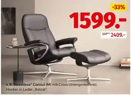 Segmüller Stressless® Consul (M) mit Cross Untergestell inkl. Hocker in Leder „Batick“ Angebot