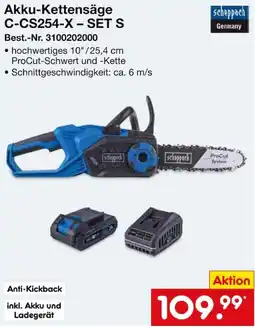 Netto Marken-Discount Akku-Kettensäge C-CS254-X - SET S scheppach Angebot