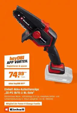 OBI Einhell Akku-Astkettenäge „GE-PS 18/15 Li BL-Solo“ Angebot