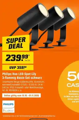 OBI Philips Hue LED-Spot Lily 3-flammig Basis-Set schwarz Angebot