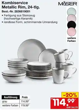 Netto Marken-Discount Kombiservice Metallic Rim, 24-tlg. MÄSER Angebot