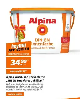 OBI Alpina Wand- und Deckenfarbe „DIN-EN Innenfarbe Jubiläum“ Angebot