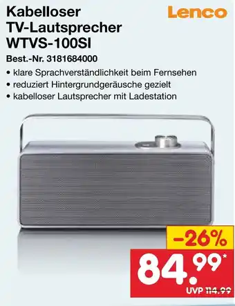 Lenco Kabelloser TV-Lautsprecher WTVS-100SI