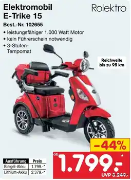 Netto Marken-Discount Rolektro Elektromobil E-Trike 15 Angebot