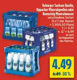diska Ileburger Sachsen Quelle, Oppacher Mineralquellen oder Rennsteig Mineralwasser Angebot