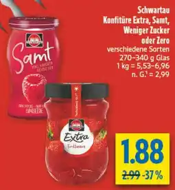 diska Schwartau Konfitüre Extra, Samt, Weniger Zucker oder Zero Angebot